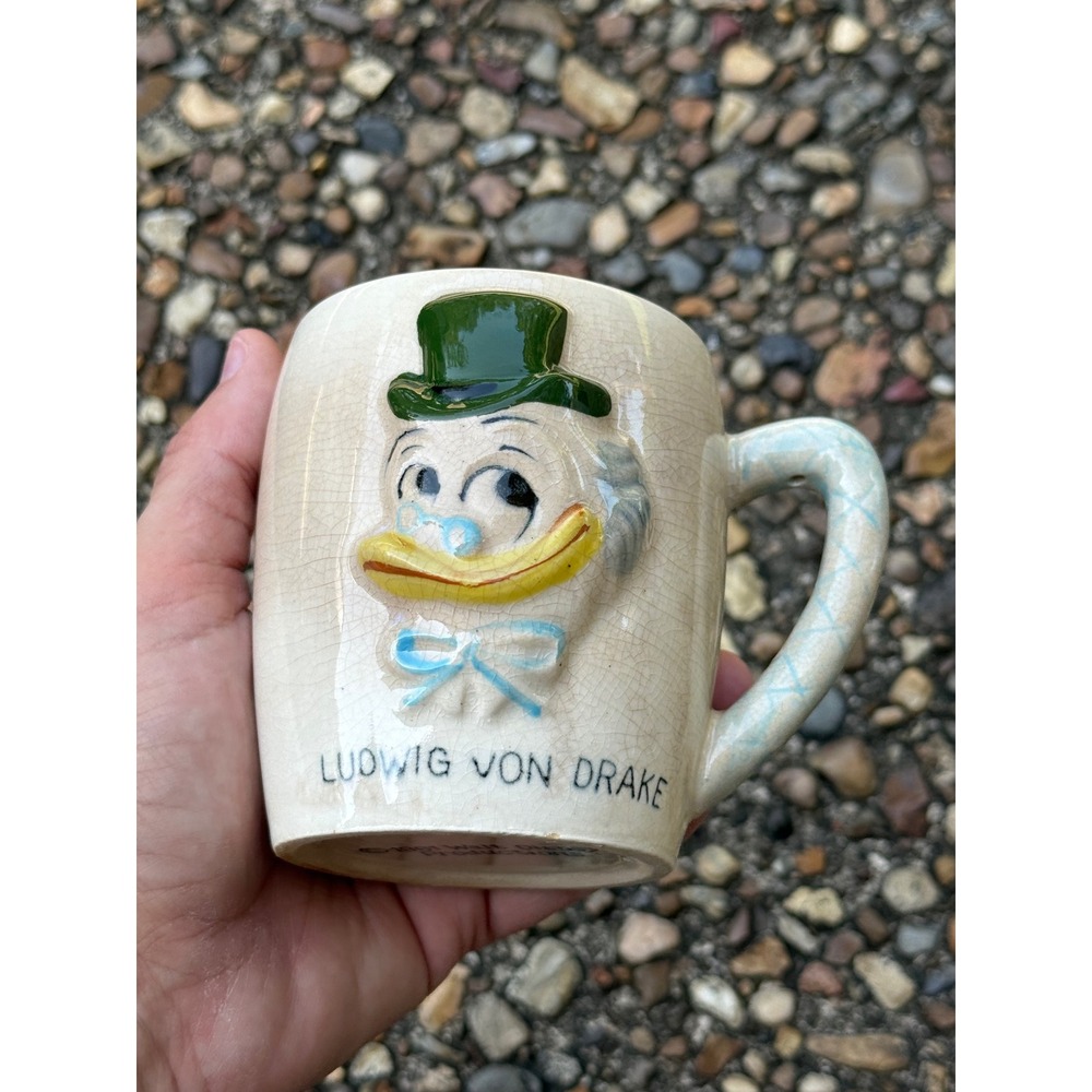 Vintage 1961 Walt Disney Ludwig Von Drake Ceramic Mug 3D Relief Collectible